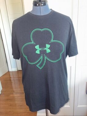 Under Armour Black Tee with Green Shamrock Logo
